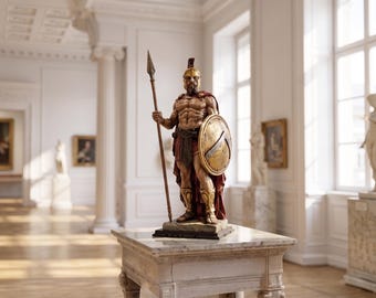 Leonidas, König von Sparta Statue - Spartanischer Krieger mit Steineffekt
