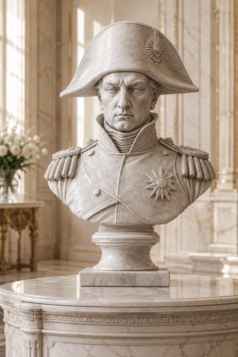 Napoleon Bonaparte Bust 2 - Classical French emperor bust in marble, bronze, color and gold-detail finishes