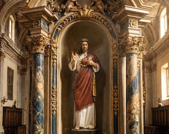 Hand-Painted Sacred Heart of Jesus Statue – Catholic Home Altar Figurine