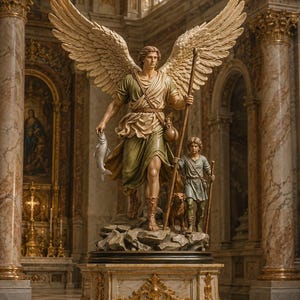 Archangel Raphael Statue – Healing Angel, Tobias, Dog, Traveler Patron Saint Decor