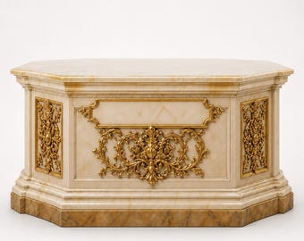 Marble Pedestal for Statue, Gold Baroque Display Stand, Luxury Altar Base, Saint Figure Plinth, Ornate Catholic Home Decor