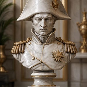 Napoleon Bonaparte Bust 1 - Classical French emperor bust in marble, bronze, color and gold-detail finishes