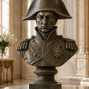 Napoleon Bonaparte Bust 3 - Classical French emperor bust in marble, bronze, color and gold-detail finishes