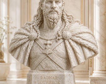 Ragnar Viking Bust, Norse Warrior Sculpture, Marble Bronze Color Finish, 15-70 cm