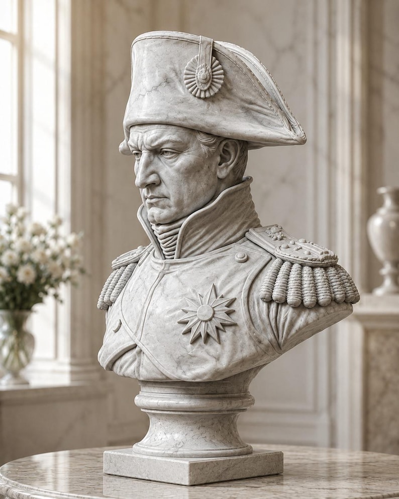 Napoleon Bonaparte Bust 5 - Classical French emperor bust in marble, bronze, color and gold-detail finishes