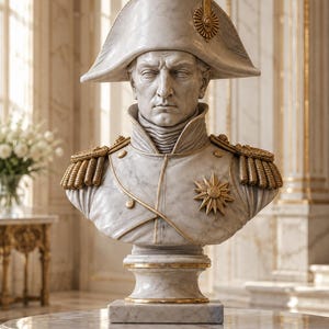 Napoleon Bonaparte Bust 4 - Classical French emperor bust in marble, bronze, color and gold-detail finishes