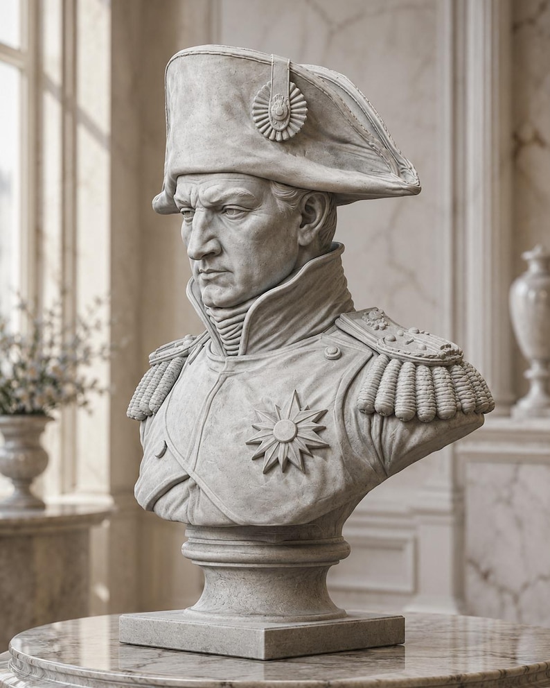 Napoleon Bonaparte Bust 6 - Classical French emperor bust in marble, bronze, color and gold-detail finishes