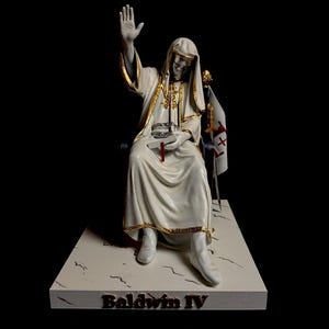 Baldwin IV Statue – Hand-Painted Leper King of Jerusalem | Crusader Knight Figurine | Catholic Medieval Gift | Knight Collectible Merch