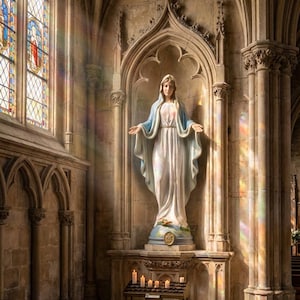 Hand-Painted Our Lady of Grace Statue - Catholic Altar Decor