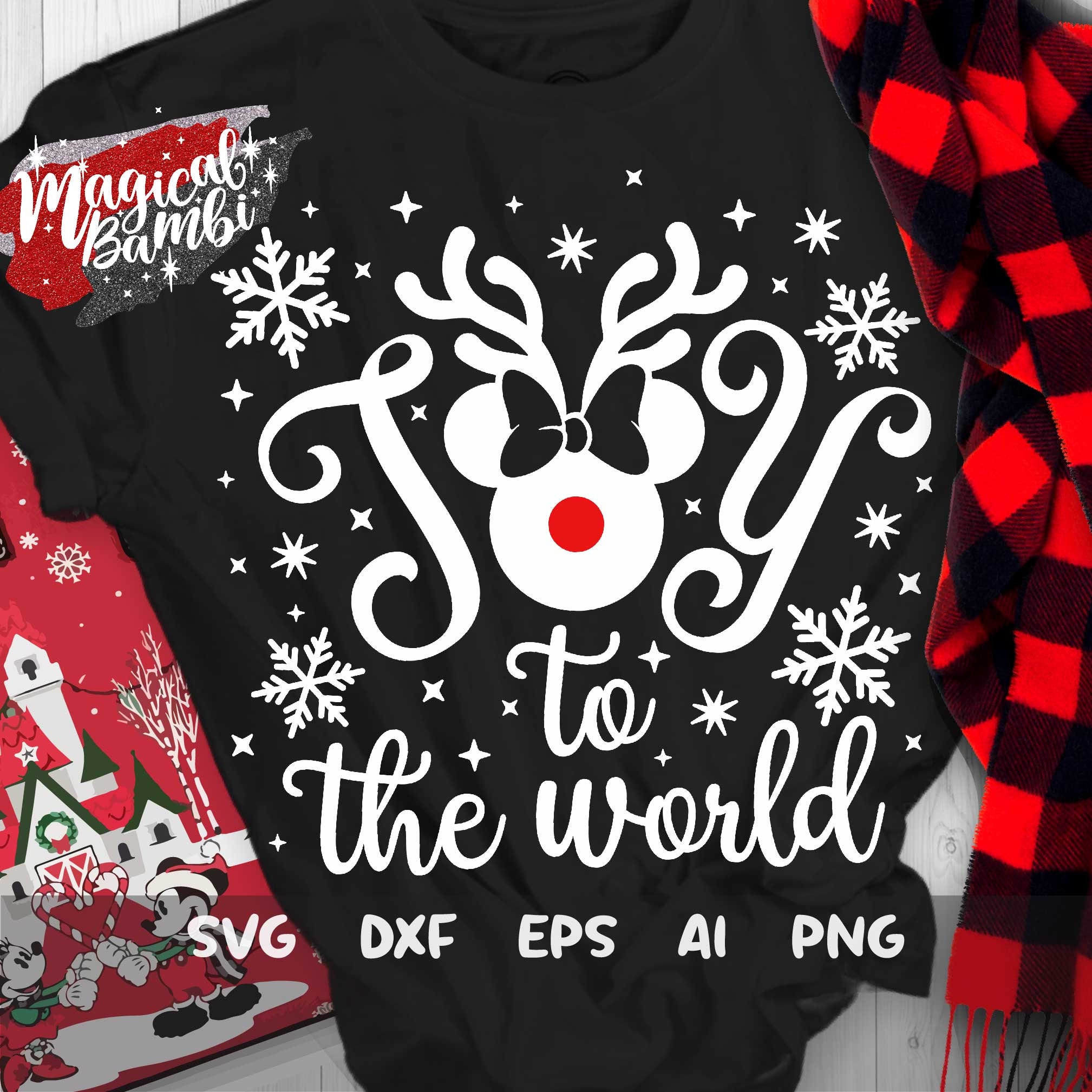 Joy To The World Reindeer SVG, Merry Christmas SVG, Christmas Trip Svg, Main Steet SVG, Magic Castle, Castle Mouse, Mouse Ears Svg, Dxf, Png