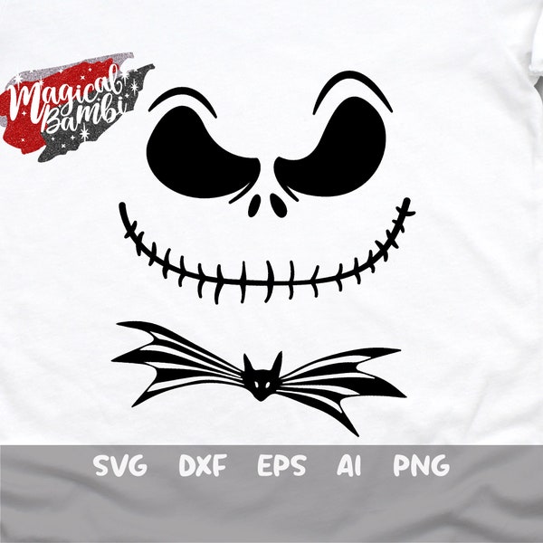 Face Shirt Svg, Skull Face Svg, Halloween Svg, Halloween Shirt, Jack Svg, Nightmare Svg, Christmas Svg, Cut File, dxf, png
