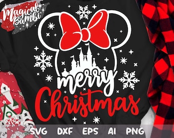 Merry Christmas SVG, Christmas Svg, Christmas Trip, Magic Castle Svg, Snowflake Mouse Svg, Mouse Ears Svg, Dxf, Png