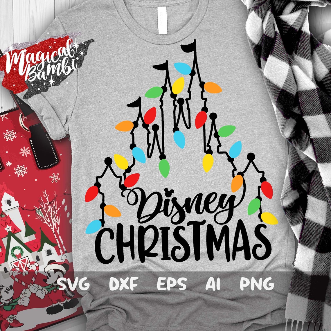Disney Christmas Svg Disney Xmas Lights Castle Svg Christmas Etsy