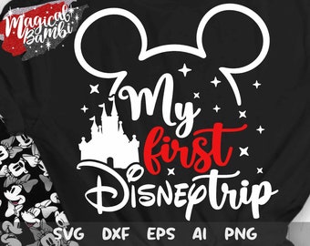 My First Trip SVG, Bow Mouse Svg, Magic Mouse Svg, Mouse Castle Svg, Trip Svg, Mouse Ears Svg, Dxf, Png