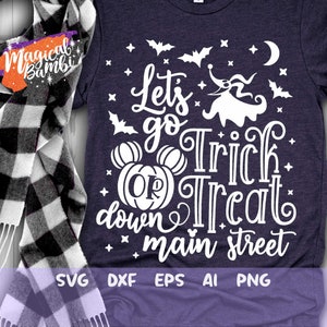 Trick or Treat SVG, Main Street Svg, Mouse Ghost Svg, Halloween Castle Svg, Halloween Trip Svg, Cut files Svg, Dxf, Png,