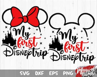 My First Trip SVG, Bow Mouse Svg, Magic Mouse Svg, Mouse Castle Svg, Trip Svg, Mouse Ears Svg, Dxf, Png