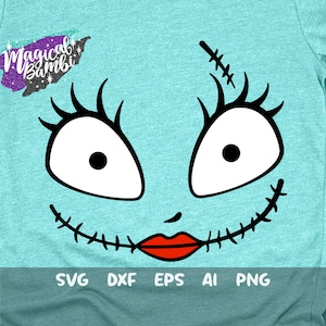 Face Shirt Svg, Sally Svg, Halloween Svg, Halloween Shirt, Jack Svg, Nightmare Svg, Christmas Svg, Cut File, dxf, png