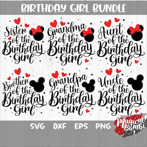 Birthday Girl SVG Bundle, 11 Matching Shirts Svg, Magic Mouse Svg, Magical Castle Svg, Family Trip Svg, Mouse Ears Svg, Dxf, Png