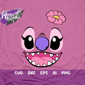 Stitch Angel Face SVG, Stitch Girl Face Svg, Angel Face Design, Dxf, Png, Eps,