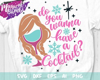 Snowflake Princess Cocktail SVG, Girls Trip Bachelorette Party Design, Sublimation Shirt PNG