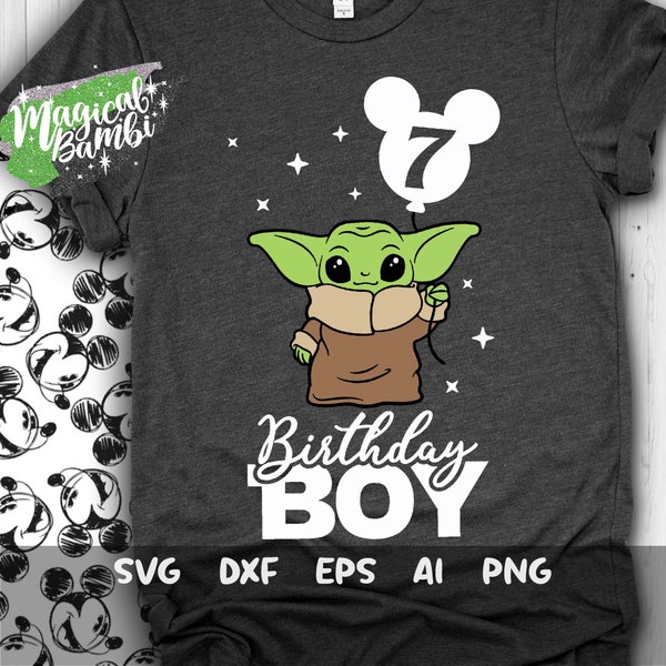 Yoda Seven Birthday Svg, 7th Birthday Yoda Svg, Birthday Boy Svg, Love You I Do Svg, Baby Yoda Svg, Cut files, Svg, Dxf, Png, Eps