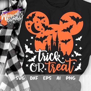 Trick or Treat Svg, Halloween Mouse Svg, Halloween Castle Svg, Cut files, Svg, Dxf, Png, Eps