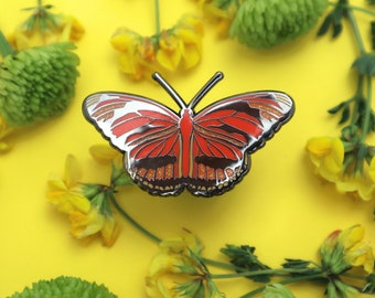 Banded Orange Butterfly Enamel Pin | Dryadula phaetusa | Patches & Pins Lapel Brooch Accessories Entomology