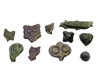 Ancient Viking Decorative Plates Collection – 10 Unique Bronze Ornaments | 9th-12th Century Artifacts
