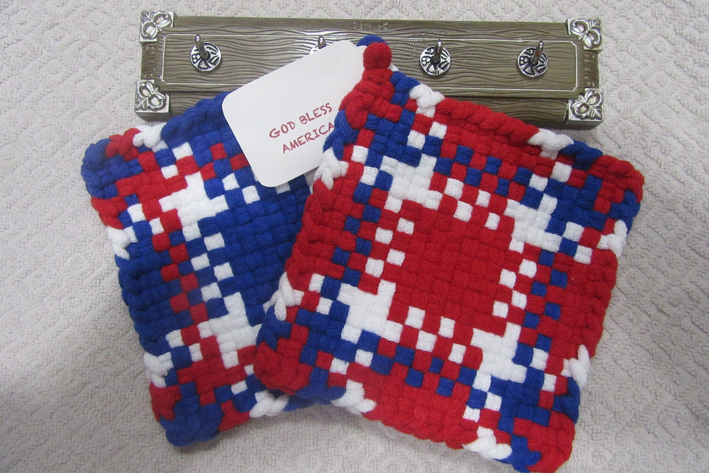 Handmade Potholders Woven With Cotton Loops on a Traditional 5.5 Square