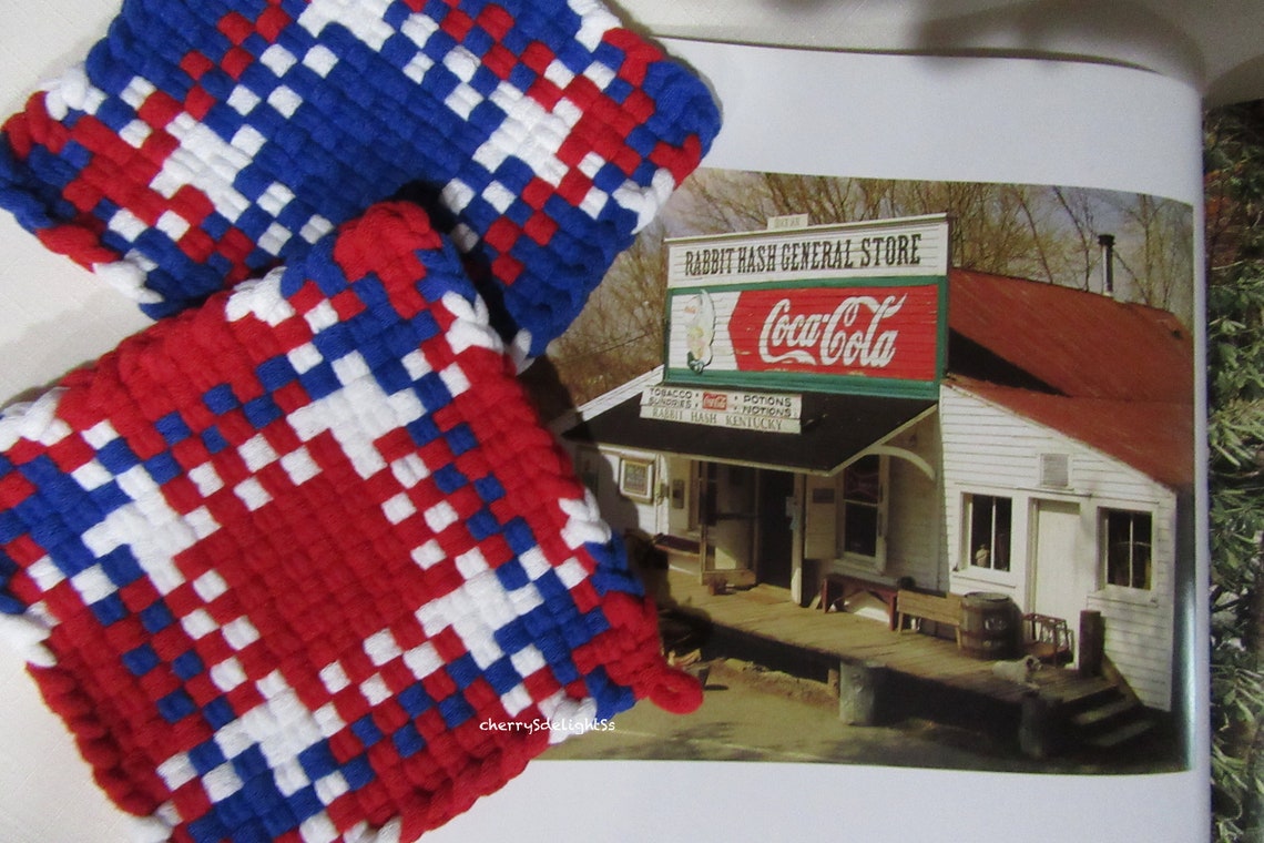 Handmade Potholders Woven With Cotton Loops on a Traditional 5.5 Square
