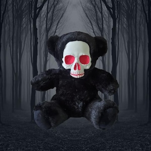 Plush Creepy Black Teddy Bear - Cryptic Critter