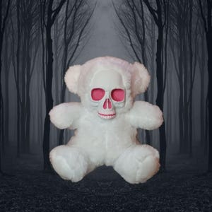 Plush Creepy White Teddy Bear - Cryptic Critter