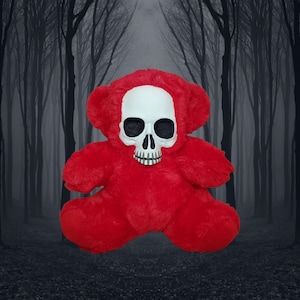 Plush Creepy Red Teddy Bear - Cryptic Critter