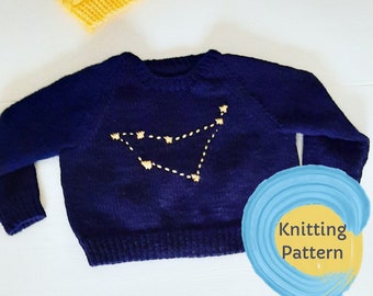 Knitting Pattern, Constellation Child Jumper, Customisable Zodiac Toddler Sweater, English PDF Instant Download
