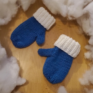 Knitting Pattern, Knit Flat Child Mittens, 2 needle Folded Cuff Mittens, Toddler Winter Hand Warm Glove, 2 to 4 year old