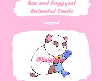 Bee and Puppycat Animated Puppycat Kicking Fish Emote for Discord/Twitch/YouTube/Etc.