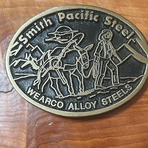 Smith pacific steel dyna brass vintage belt buckle