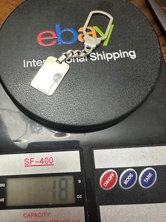 Vintage Sterling Silver Keychain Rectangular Engr… - image 2