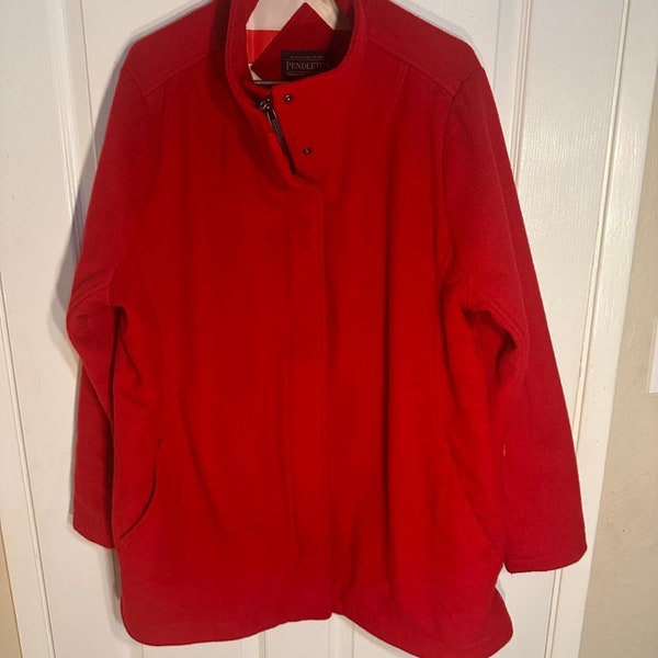 Pendleton XL Women’s Wool Cherry Red Pea Coat Vintage