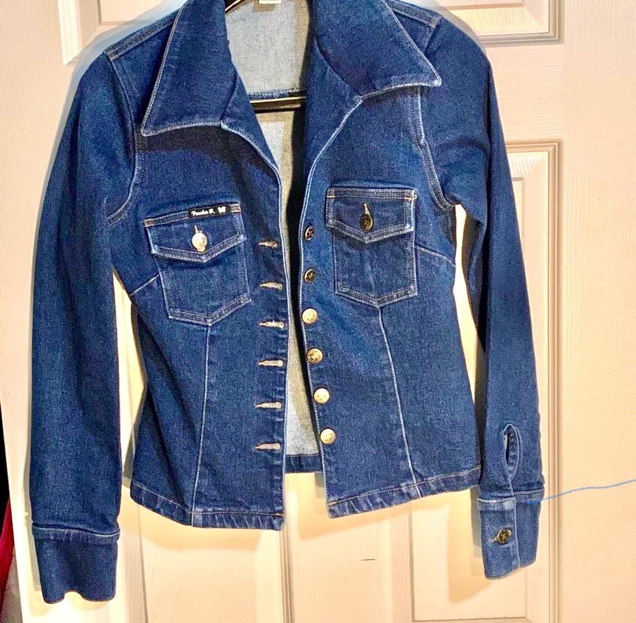 Veste En Jean Frankie B Style Années 70 Taille S - Occasion Très Bon état, Délavé Bleu