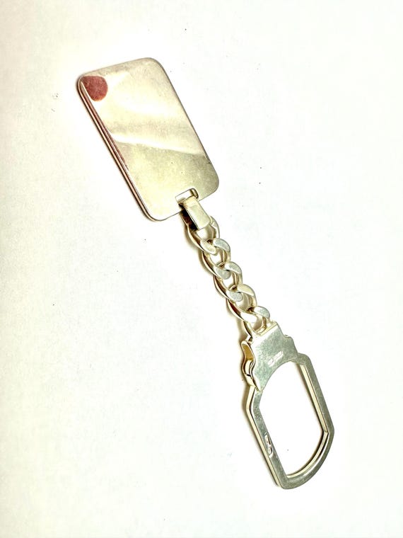 Vintage Sterling Silver Keychain Rectangular Engr… - image 1