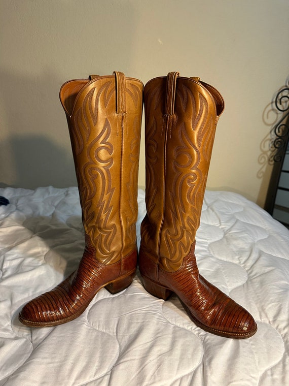 Lucchese Knee High Leather Cowgirl Boots Size 7 Na