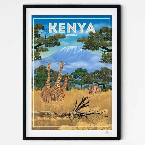 Kenya Africa Art Print Travel Poster Home Decor XR2865 Etsy