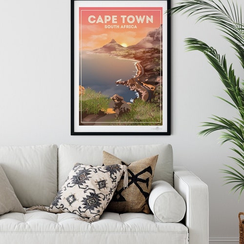 Cape Town Wall Art South Africa Print Travel Poster Cape Etsy