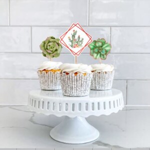 Succulent Cupcake Toppers, Succulents, Succulents Baby Shower ...