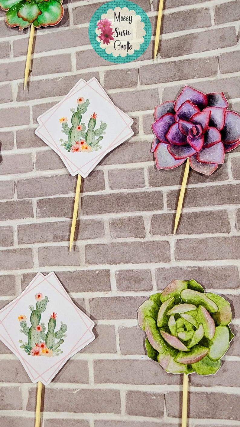 Succulent Cupcake Toppers Succulents Succulents Baby Shower - Etsy