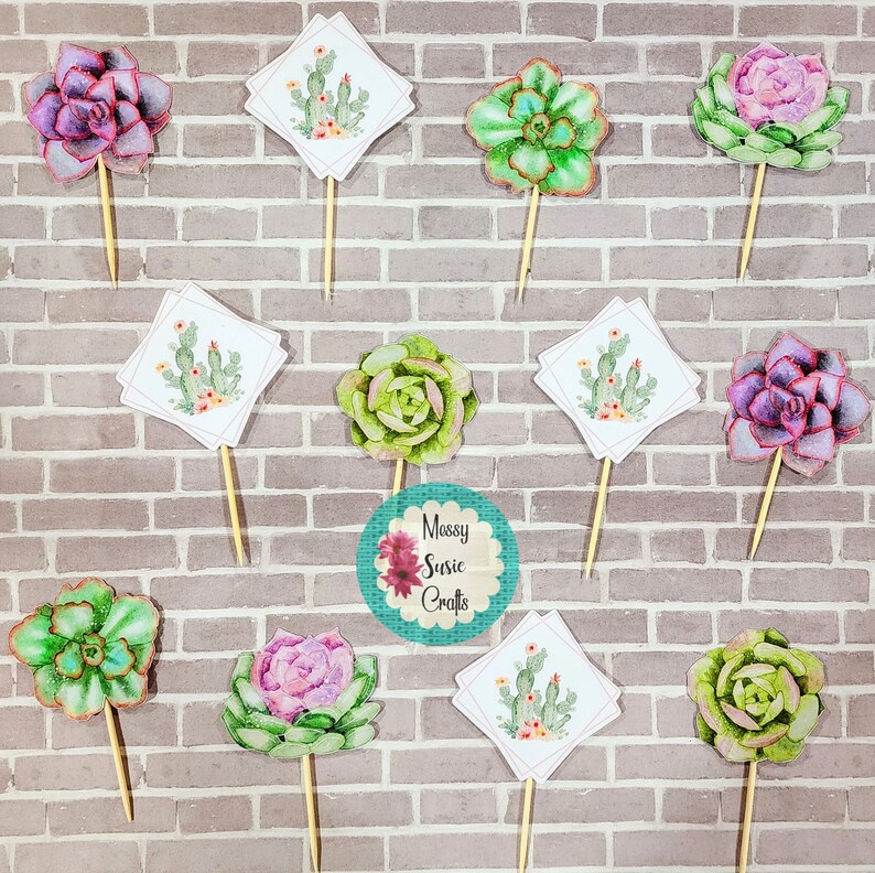 Succulent Cupcake Toppers Succulents Succulents Baby Shower - Etsy