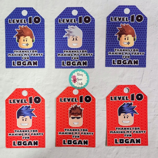 Boys Roblox Thank You Tags, Roblox Birthday Tags, Boys Birthday Party Favors