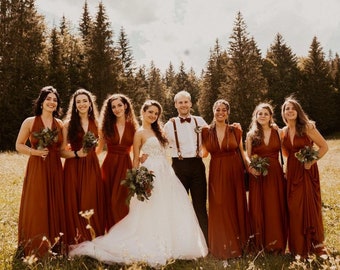 etsy burnt orange bridesmaid dress