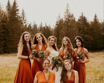 etsy burnt orange bridesmaid dress